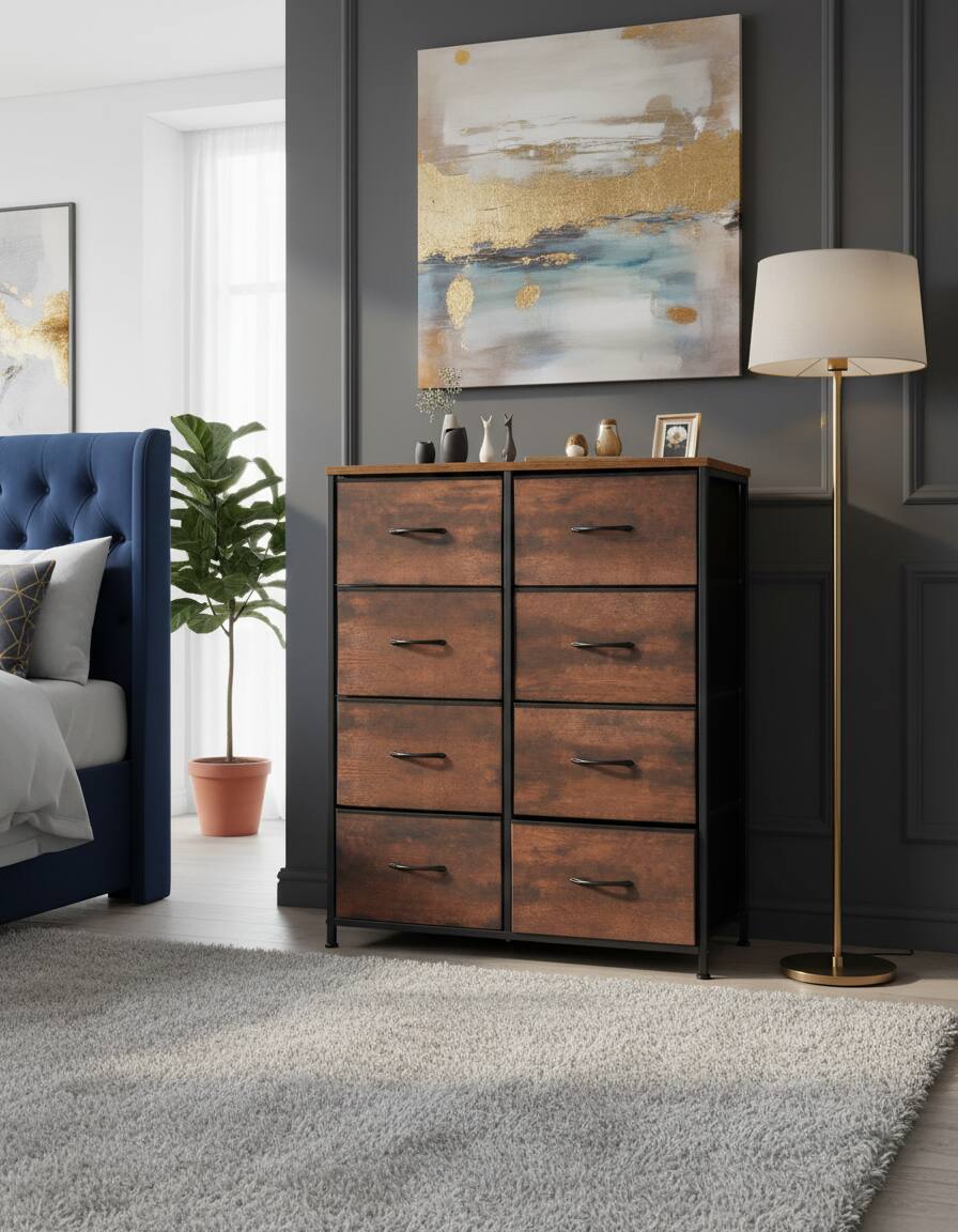 Alt View 4. AOITUN - Dresser Bedroom with 8 Storage Drawers - Large Capacity for Daily Use - Perfect for Dorms and Bedrooms - Steel.