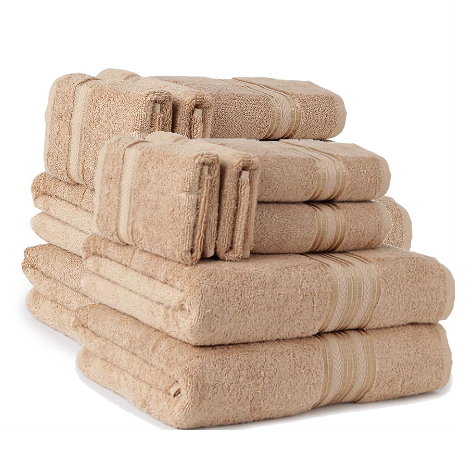 Plazatex - 100% Premium Cotton Textured Border Ultra Soft Absorbent 12 Piece Bathroom Towel Set - Taupe price history on PriceWatchPro