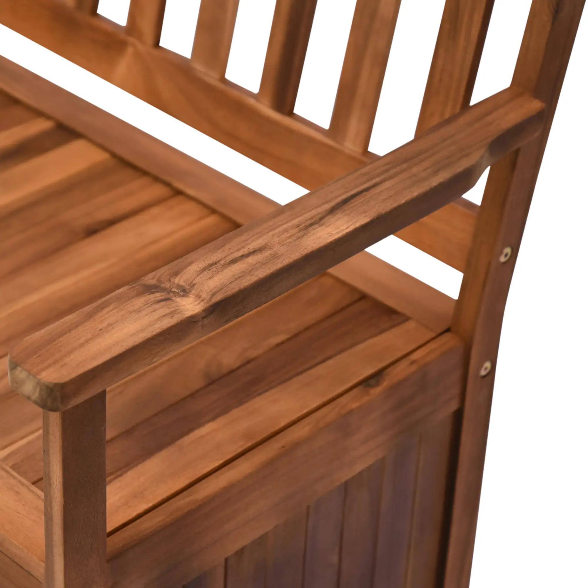 Back. Resenkos - Resenkos Large Storage Bench, Waterproof Wooden Deck Box, 2-Seater Patio Container, Garden Tool Holder, Teak - Teak.