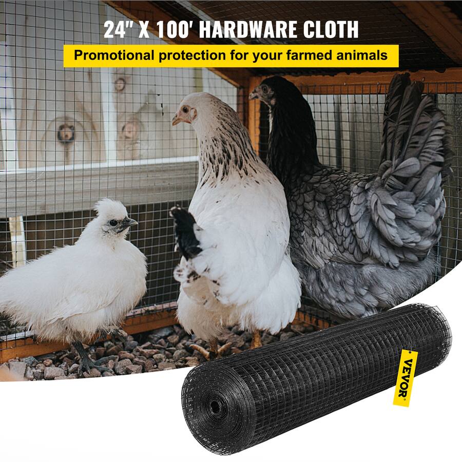 VEVOR Hardware Cloth, 24" x 100' & 1"x1" Mesh Size, Galvanized Steel ...