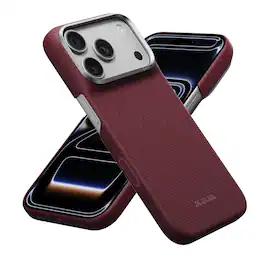 Pitaka - Ultra Slim Case for iPhone 18 Pro / iPhone 17 Pro, Aramid Fiber Case, MagSafe Compatible, Caseless Feel, Camera Control - Burgundy (Argyle)