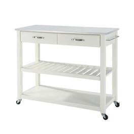 Crosley Furniture - Stone Top Kitchen Prep Rolling Cart - White