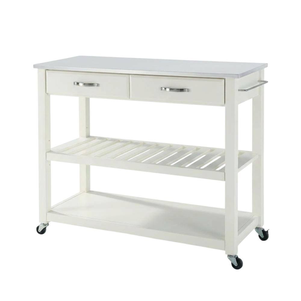 Front. Crosley Furniture - Stone Top Kitchen Prep Rolling Cart - White.