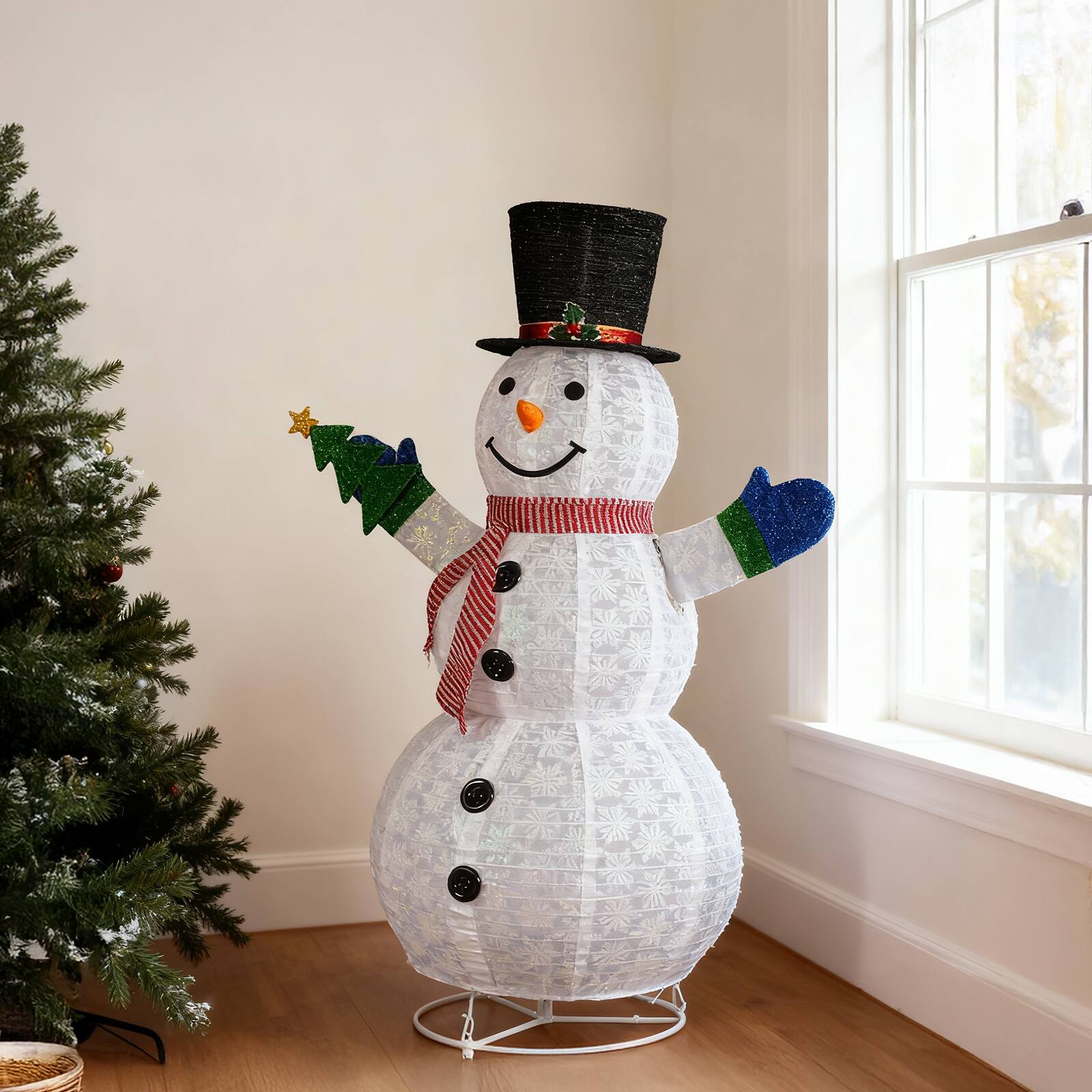 Alt View 10. Winado - 5.7 FT Christmas Snowman Holding Christmas Tree with Lights for In/Outdoor Holiday Party Decoration - White.
