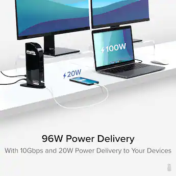 Triple-Monitor USB-C Docking Station, DisplayPo Triple-Monitor USB-C Docking Station, DisplayPo