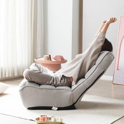 Front. Ecooso - Single sofa reclining chair Japanese chair lazy sofa tatami balcony reclining chair leisure sofa adjustable chair - Gray.