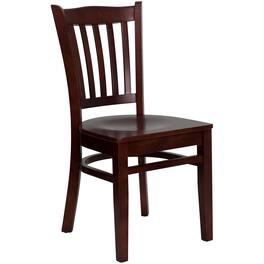 Emma + Oliver - Vertical Slat Back Wooden Restaurant Dining Chair - Mahogany Wood Seat/Mahogany Wood Frame