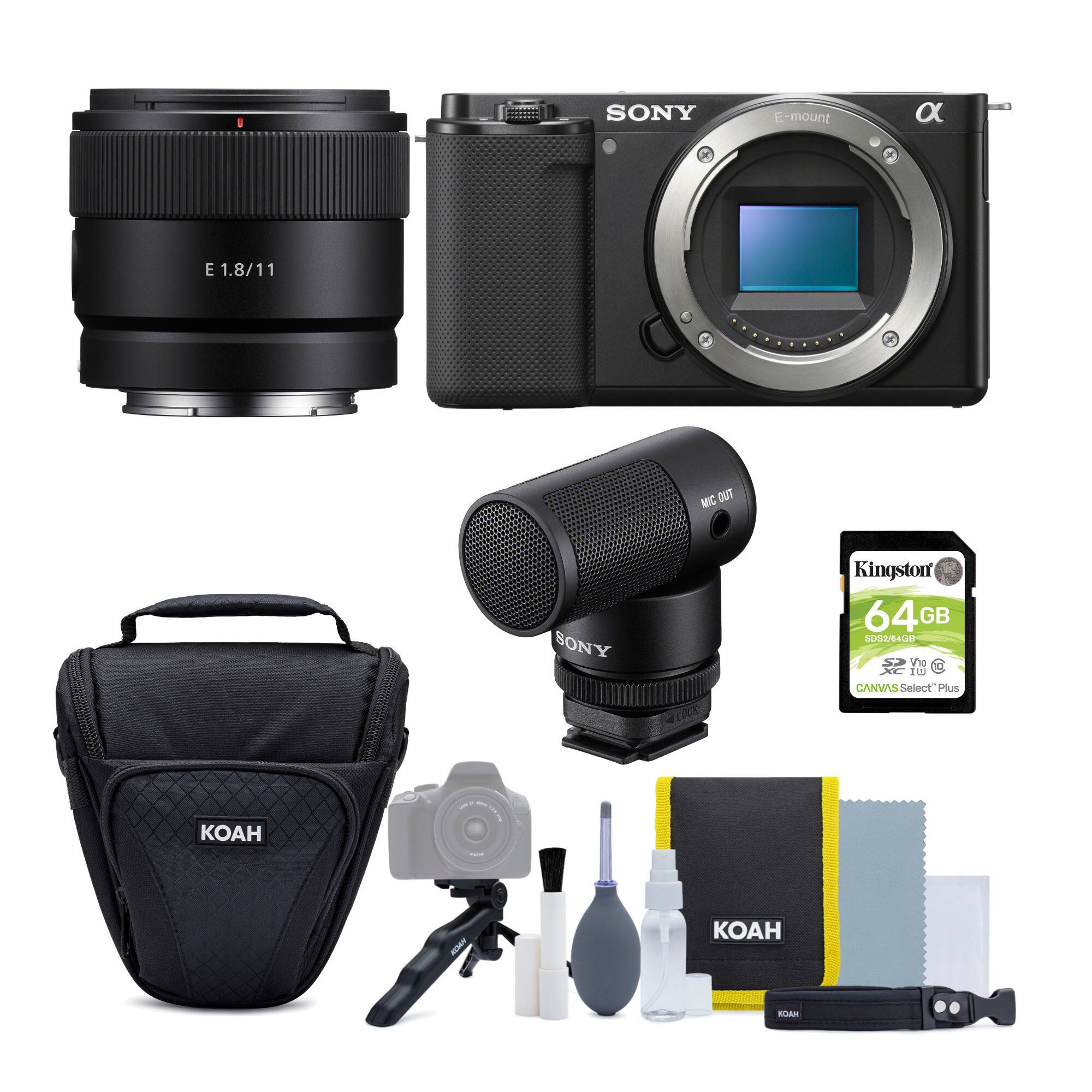 Sony - Alpha ZV-E10 APS-C (Black) with 11mm F1.8 Lens and Content Creator Kit