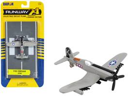Vought F4U Corsair Fighter Aircraft "United States Navy" with Runway Section Diecast Model Airplane by Runway24 - Gray