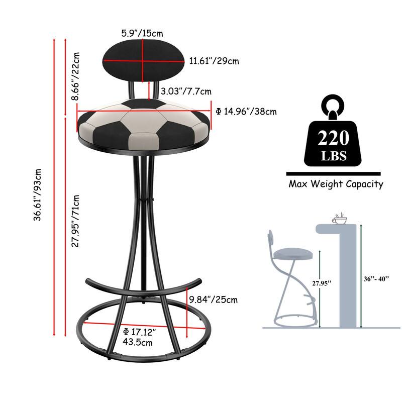 36.61"/93cm  
8.66"/22cm  
27.95"/71cm  
5.9"/15cm  
11.61"/29cm  
3.03"/7.7cm  
14.96"/38cm  
220 LBS Max Weight Capacity  
36"-40"  
27.95"  
9.84"/25cm  
17.12"  
43.5cm