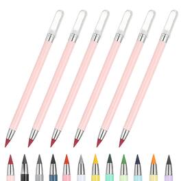 Unique Bargains - Eternal Pencil, 6pcs Mech Sharpened Metal Pencils Set for Coloring, Sketch Drawing, Writing - Marker Pink