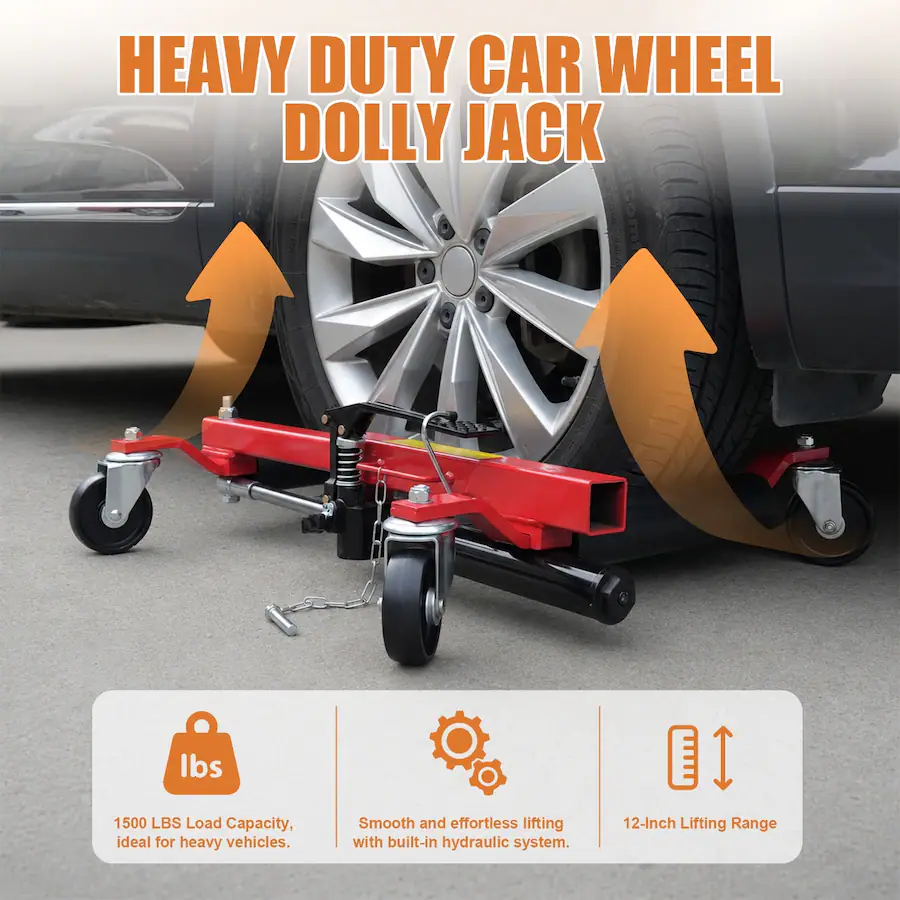 Caster Wheel Lock Pin Ropilly Car Wheel Dolly with Ratcheting Foot Pedal, 1500 lb Vehicle ...