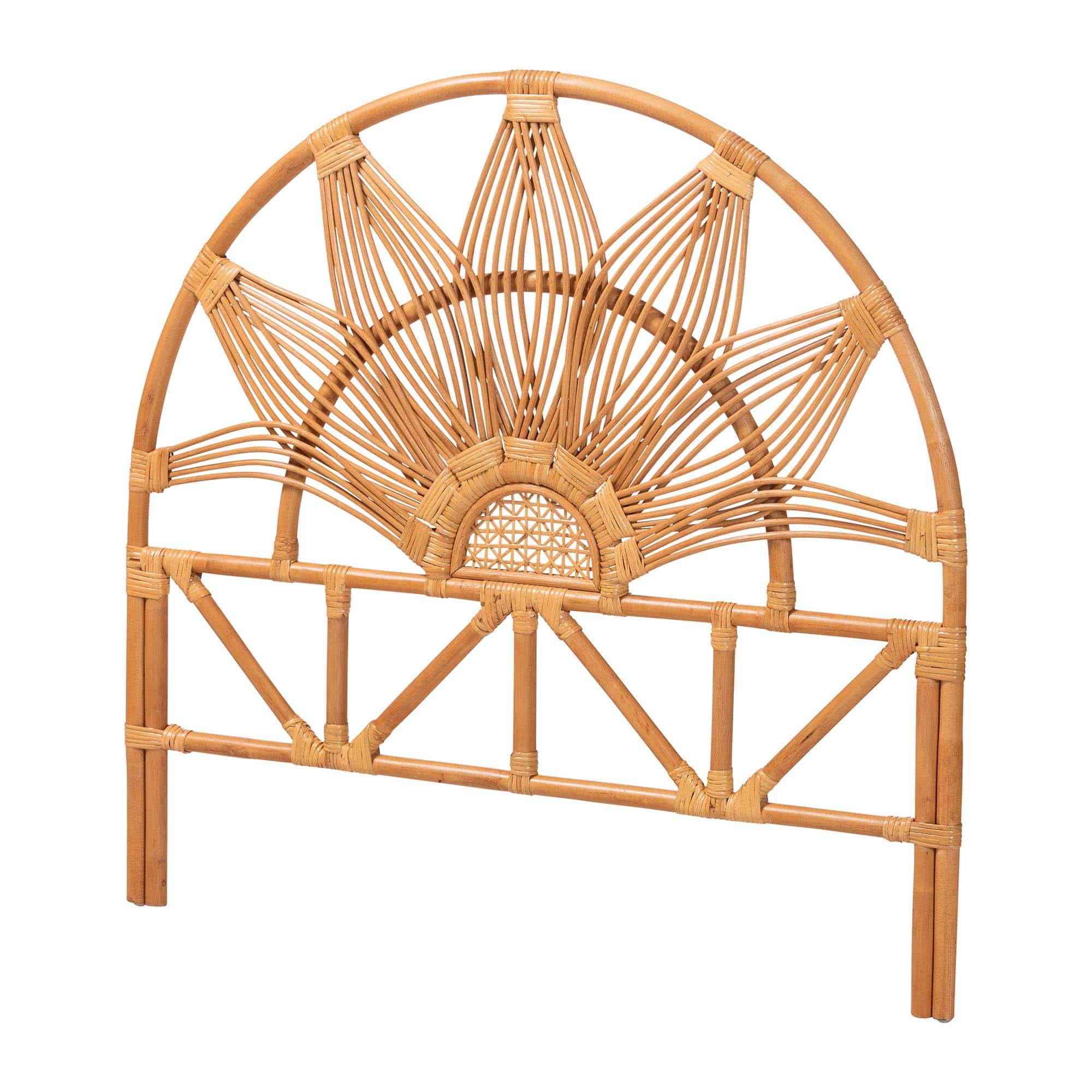 bali & pari - Jasmine Natural Rattan Freestanding Headboard, Twin - Light Honey