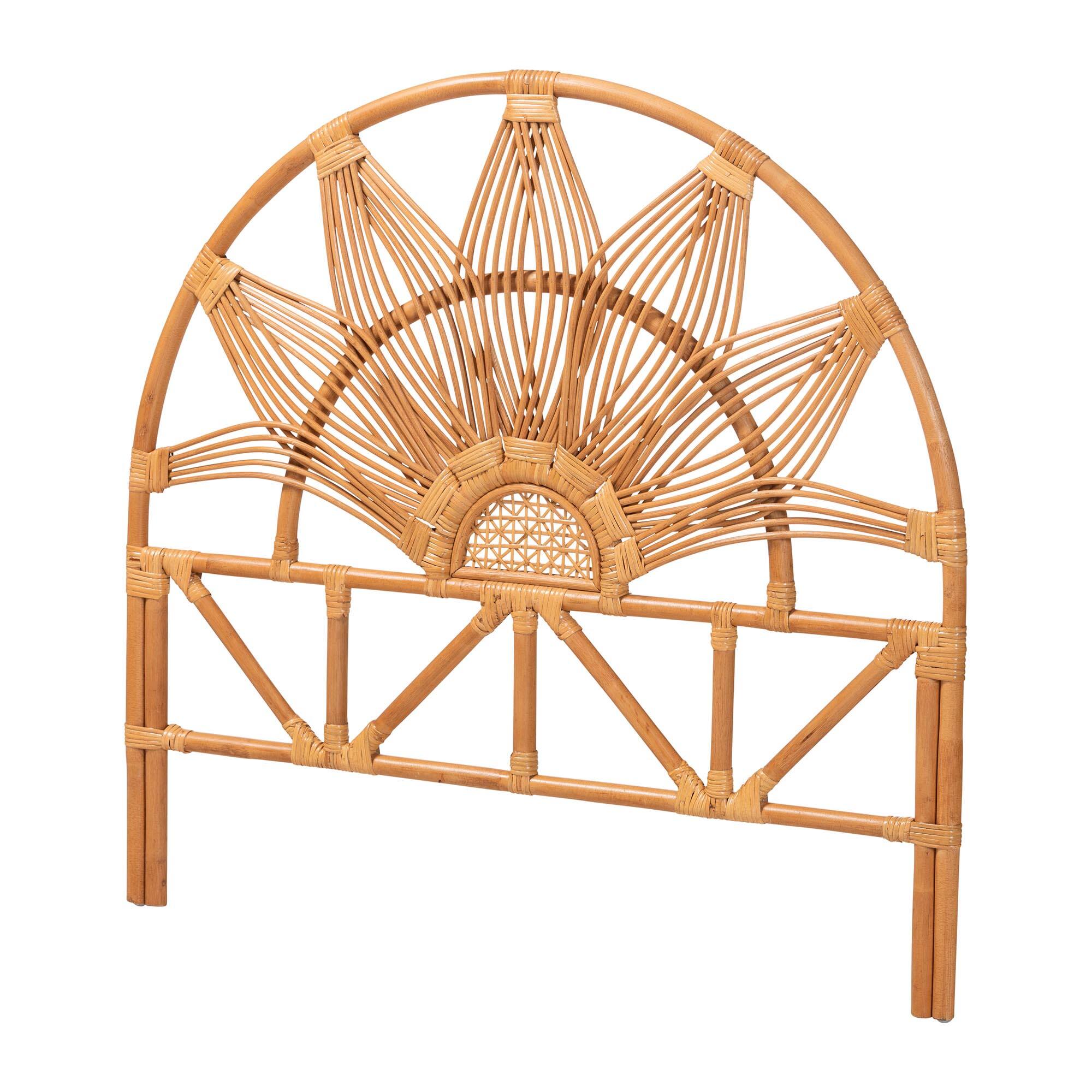 bali & pari Jasmine Natural Rattan Freestanding Headboard, Twin Light ...