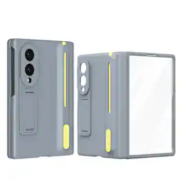 Dteck - Rugged Case for Samsung Galaxy Z Fold8,Built-in Screen Protector & Stylus Pen,Hinge Protection Hard PC Stand Cover - Gray