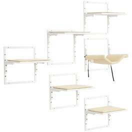 Pawhut - Cat Shelves for Indoor Cats, 6Pc Modern Cat Wall Furniture with Adjustable Height Jumping Platforms & Hammock - Cream White