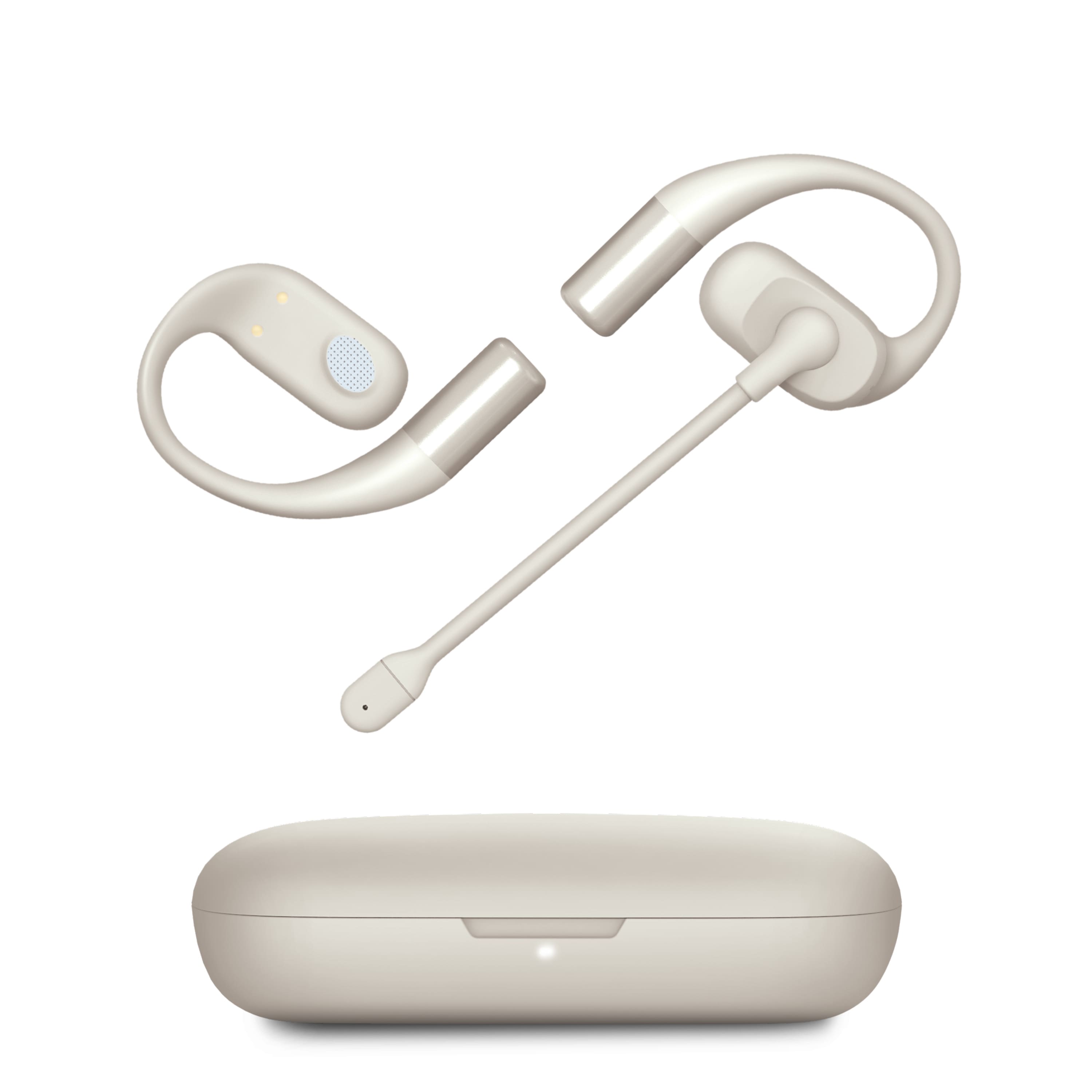 Front. Emerson - Emerson NoiseZero Open-Ear Earphones, Smart AI Mic Cancelling 99.999% Noise Max Privacy, Wireless Bluetooth IPX4 (White) - White.