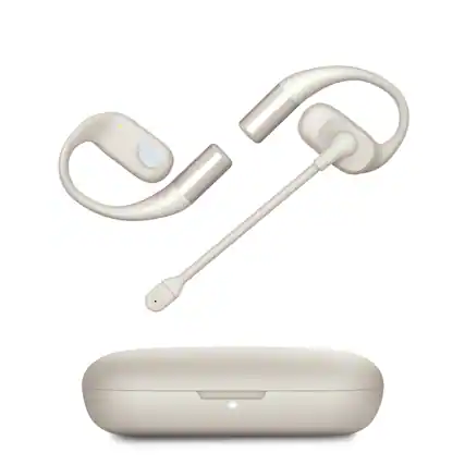 Front. Emerson - Emerson NoiseZero Open-Ear Earphones, Smart AI Mic Cancelling 99.999% Noise Max Privacy, Wireless Bluetooth IPX4 (White) - White.