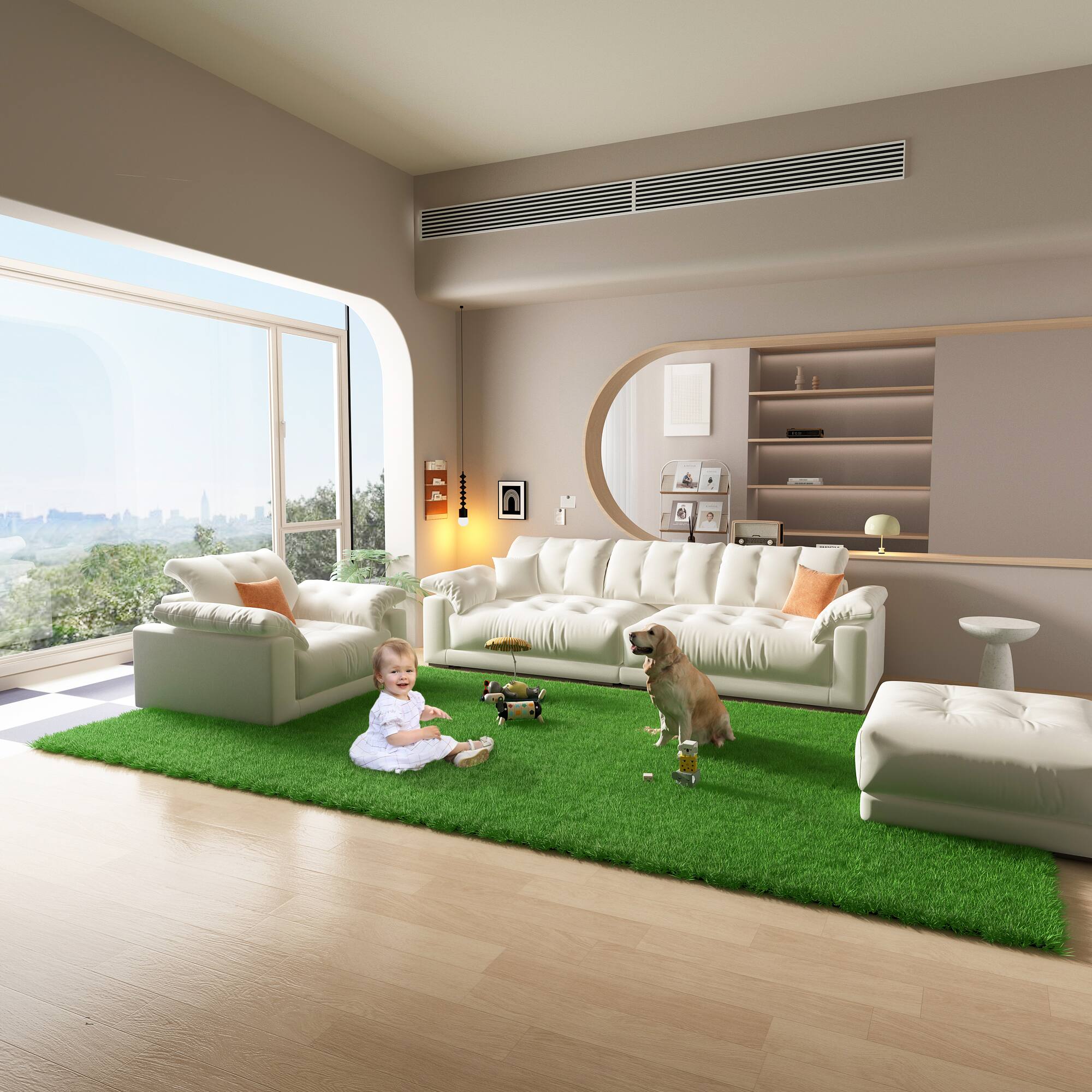 Alt View 8. Famapy - Indoor Outdoor Fake Lawn Mat for Balcony Artificial Grass Turf Rug Patio, Pets & Kids, Waterproof, Fire-Resistant - Green.