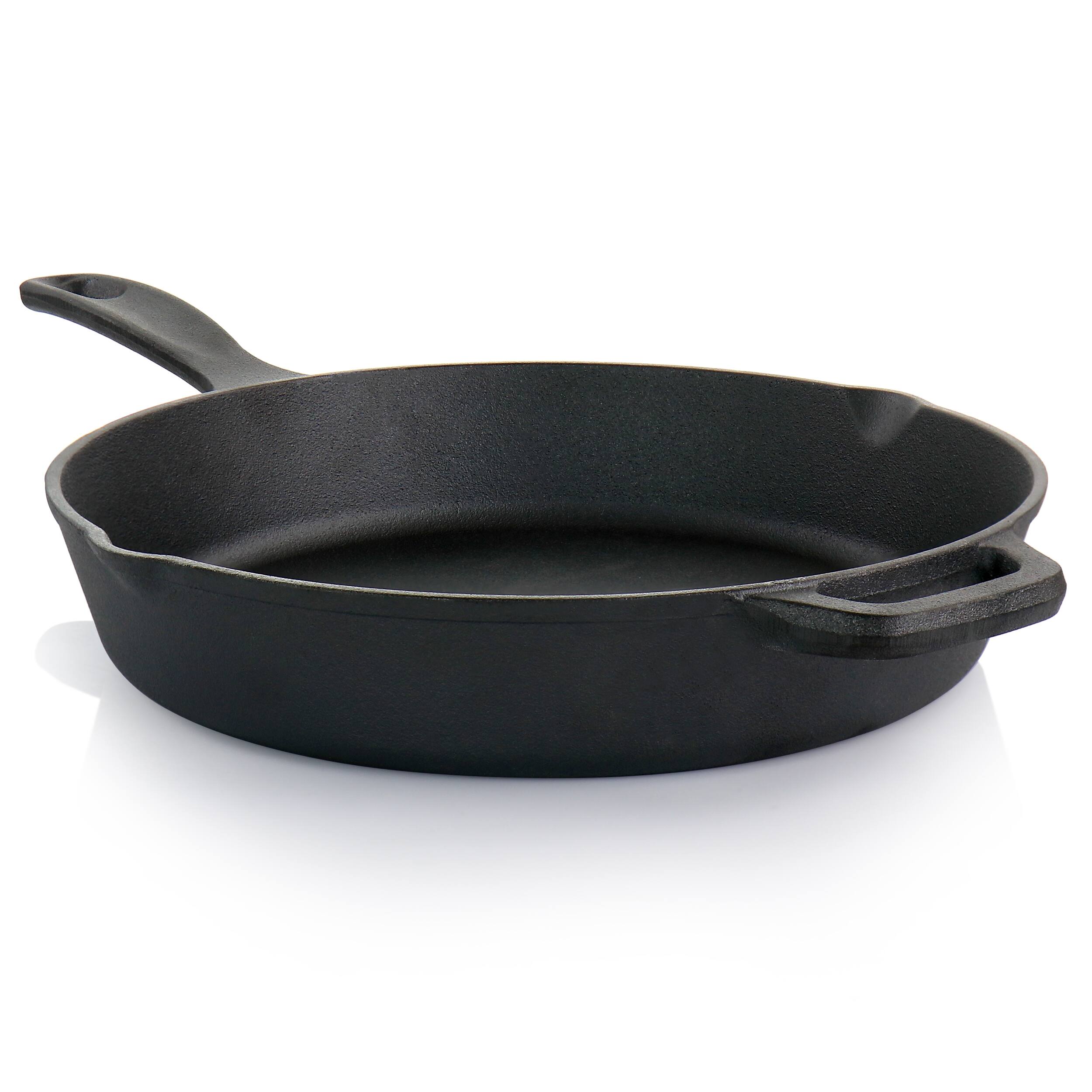Alt View 1. Oster - Oster Castaway 12 Inch Cast Iron Round Frying Pan with Dual Spouts - Black.