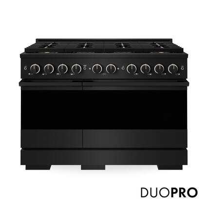 Front. ZLINE - 48 in. 6.7 cu. ft. Marino Freestanding Dual Fuel Range with 8 DuoPro Burners and Dual Ovens in Black Stainless Steel - Black Stainless Steel.