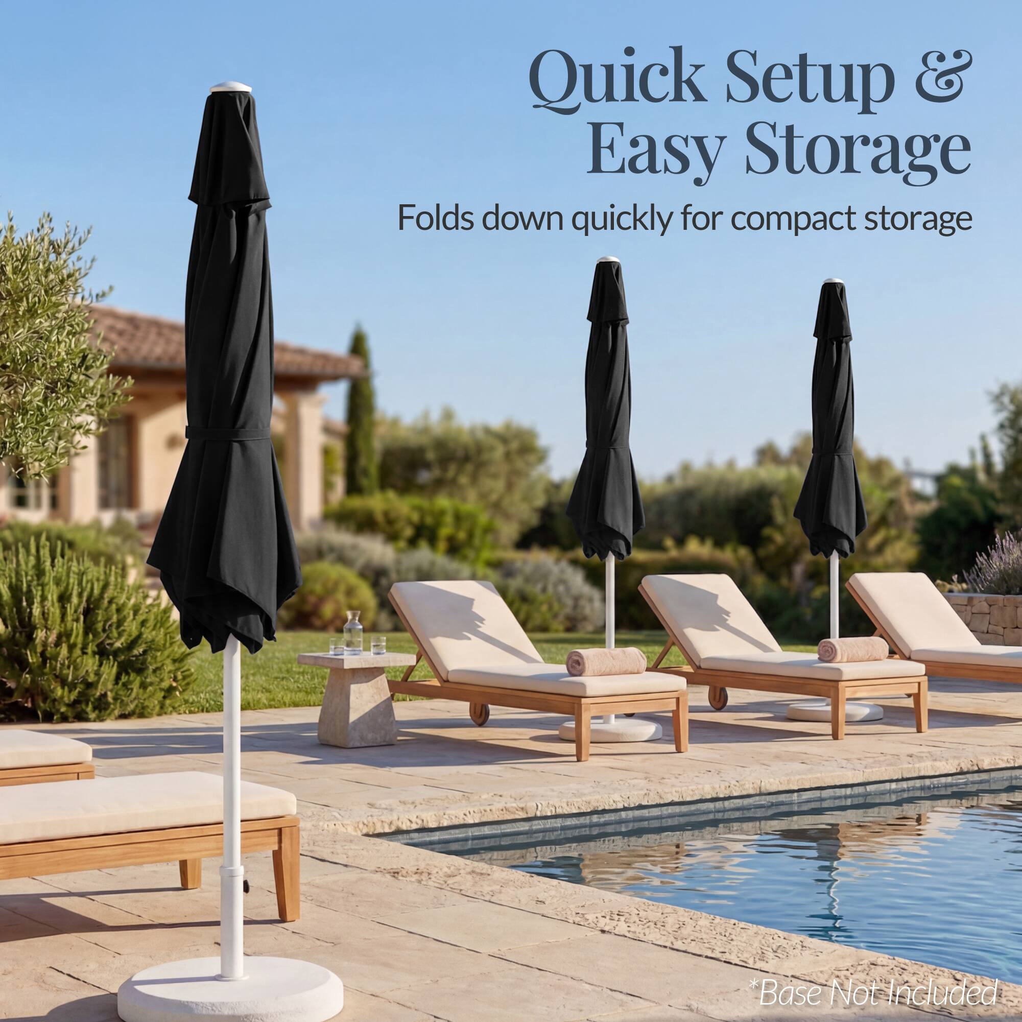 Quick Setup & Easy Storage  
Folds down quickly for compact storage  
*Base Not Included