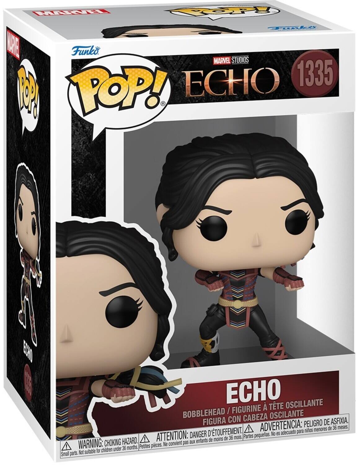 MARVEL STUDIOS ECHO 1335 POP! ECHO OSCILANTE FIGURINE BOBBLEHEAD / OSCILANTE FIGURA CON CABEZA DE ASFIXIA. ADVERTENCIA: PELIGRO DE ASFIXIA. ATTENTION: DANGER D'ÉTOUFFEMENT. Partes pequeñas. No es acuñado para niños menores de 36 meses. WARNING: CHOKING HAZARD. Small parts: Not suitable for children under 36 months. Petites pièces. Ne convient pas aux enfants de moins de 36 mois.