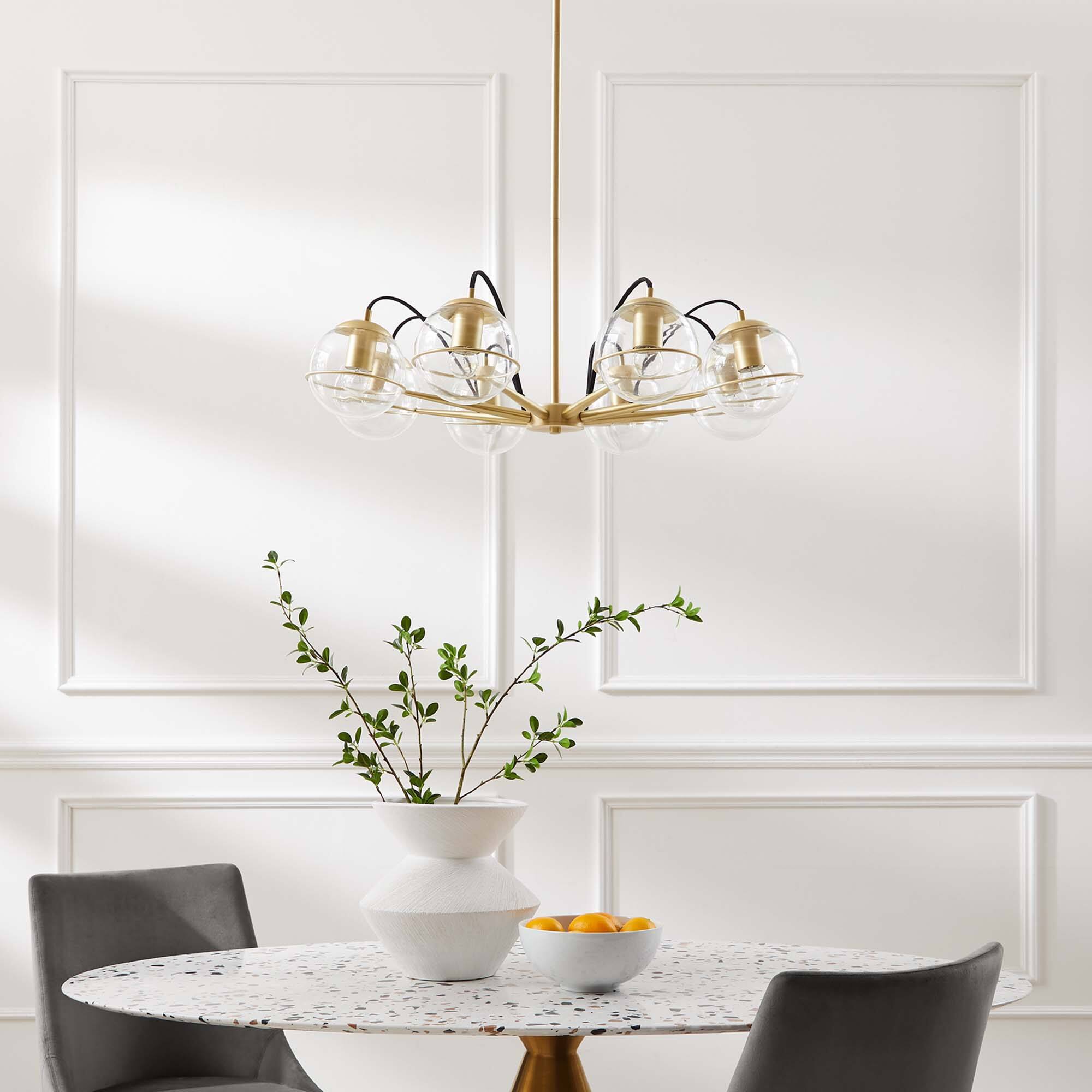 Back. Modway - Hanna 8-Light Chandelier by Modway - Clear Gold.
