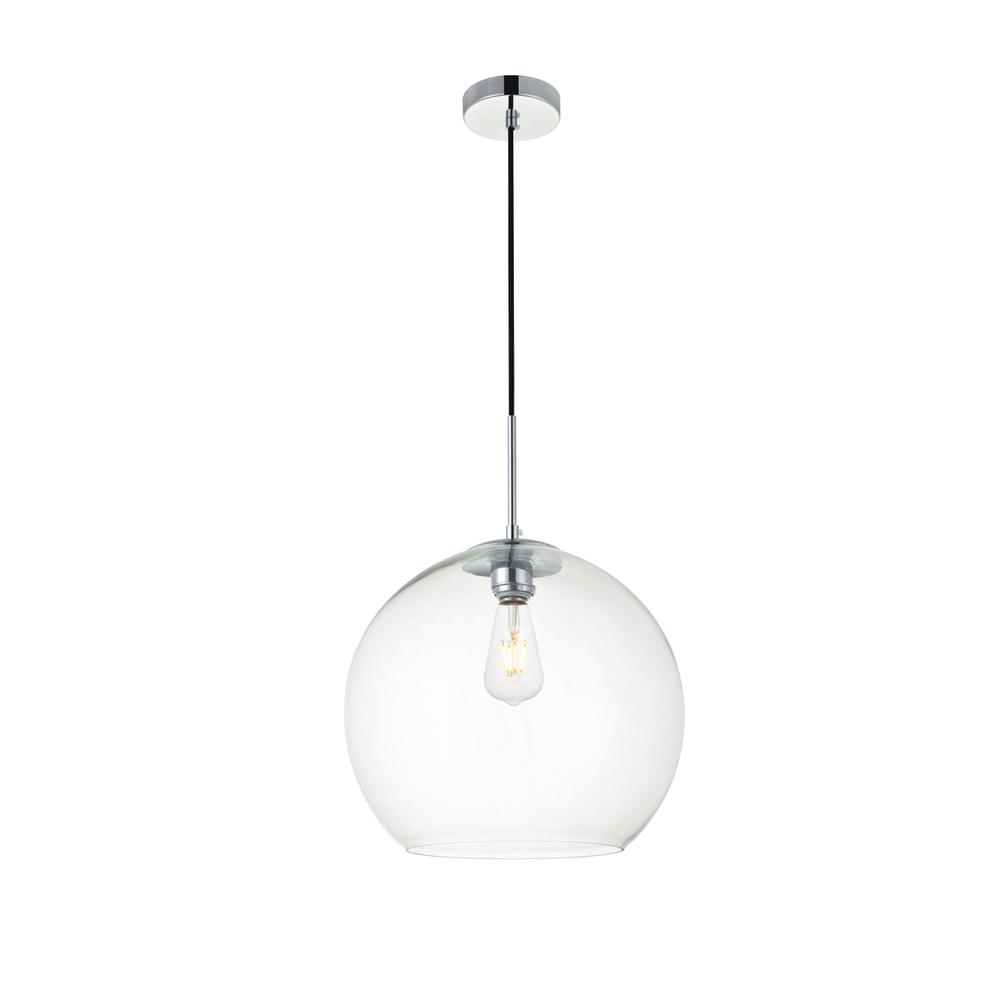 Alt View 2. Living District - Baxter 1 Light Chrome Pendant With Clear Glass - Chrome And Clear.