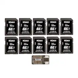 Koah - Ultimate 32GB SDHC Memory Card Class10 U3 V30 (10-Pack) with Card Reader