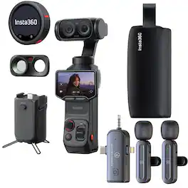 Bundle - Insta360 - Luna Ultra 8K Dual-Lens Gimbal Camera Creator,Black,Lav Mic