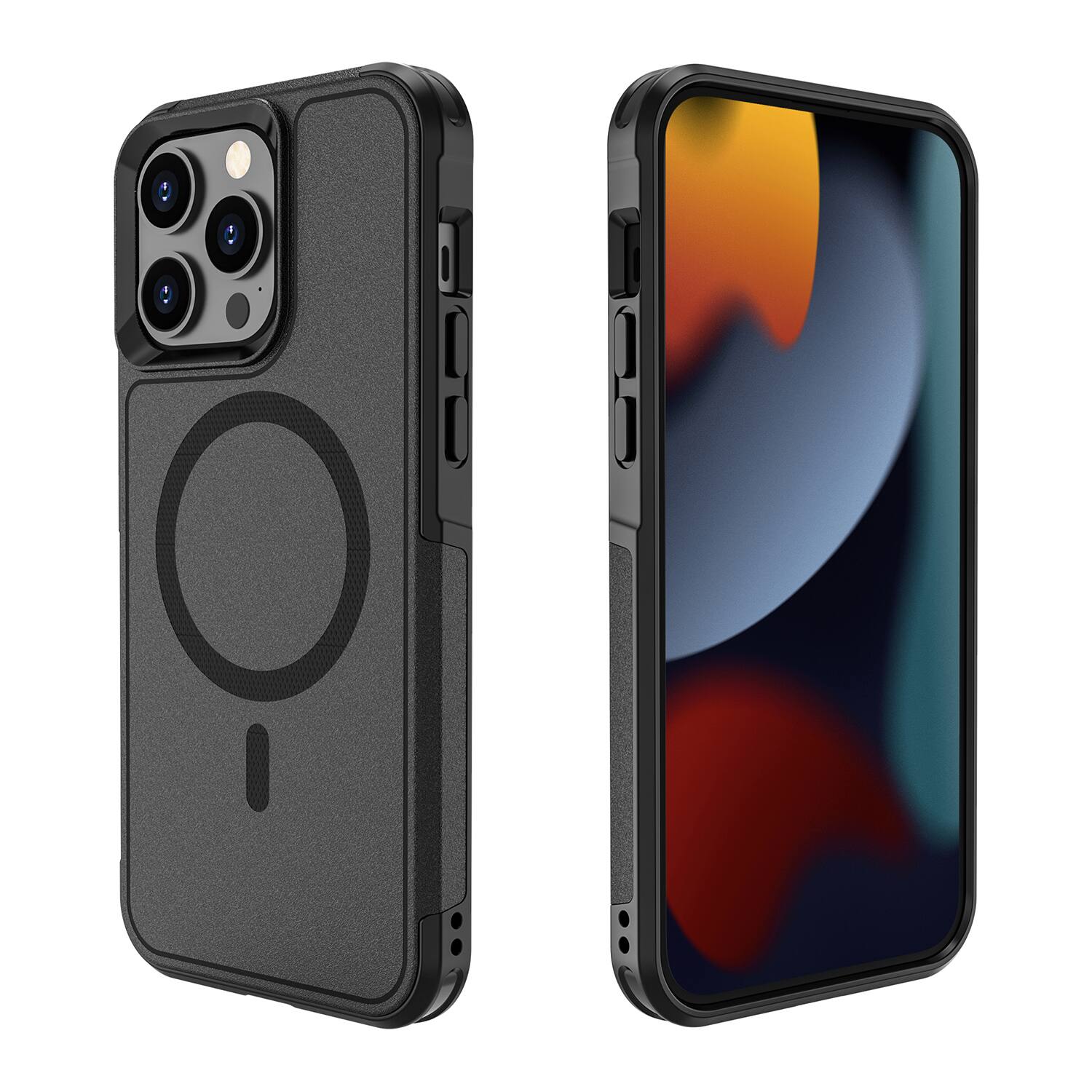 Angle. SaharaCase - Raider Series Heavy Duty Case Compatible with Magsafe for  iPhone 15 Pro Max -Black - Black.