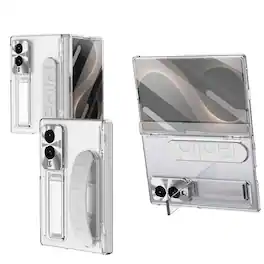 Dteck - Full Body Case for Samsung Galaxy Z Fold8,Shockproof Slim Stand Cover with Hinge Protection,Built-in Screen Protector - Clear