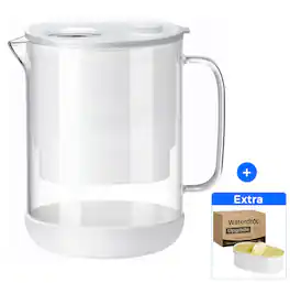 Waterdrop - PT-72W Glass Water Filter Pitcher, 7-Cup, EXTRA Upgraded PF-01A-P Filter - White