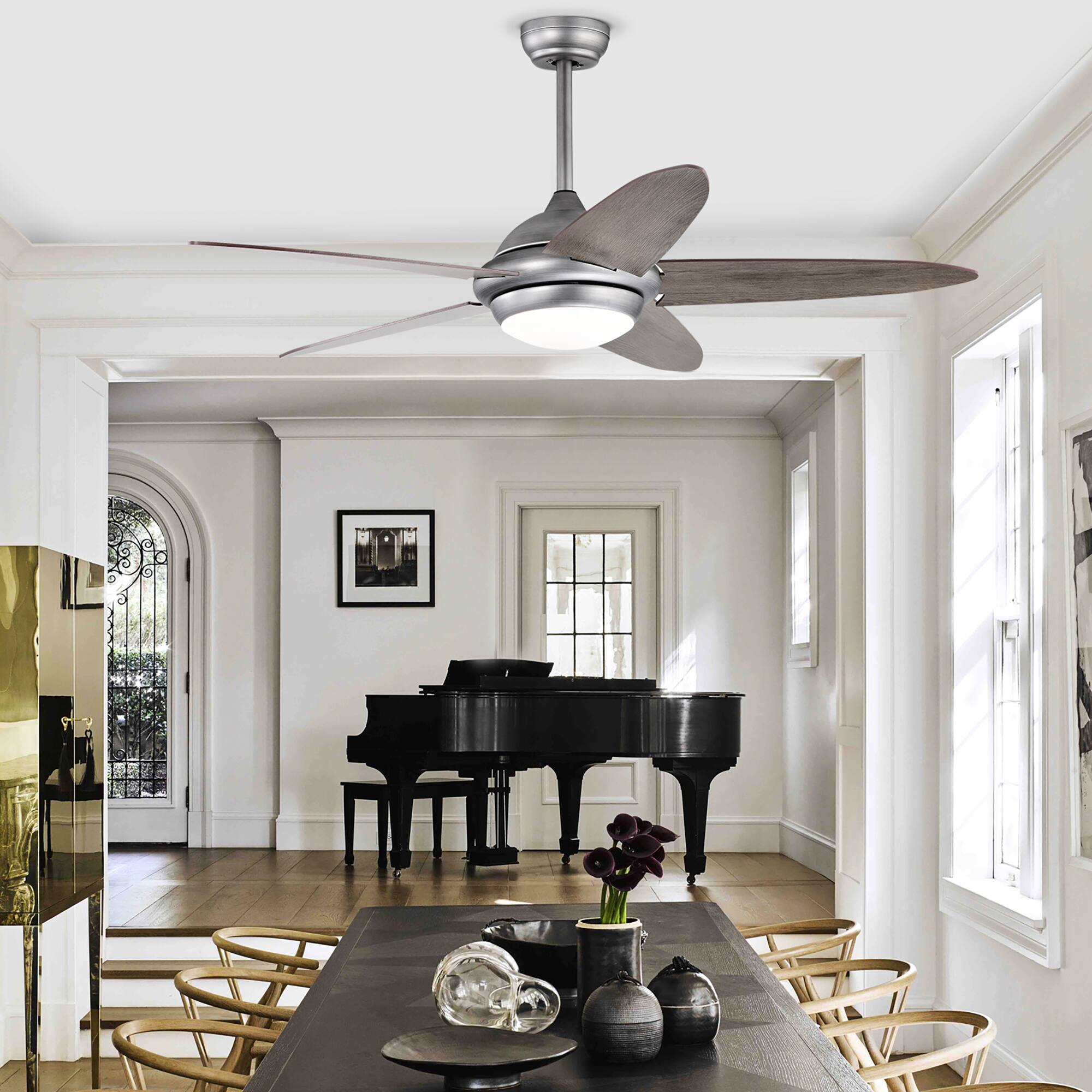 Alt View 2. Costway - Costway 52'' Ceiling Fan with LED Lights & Remote Control 1/2/4/8H Timer & 3 Fan Speeds - Silver.