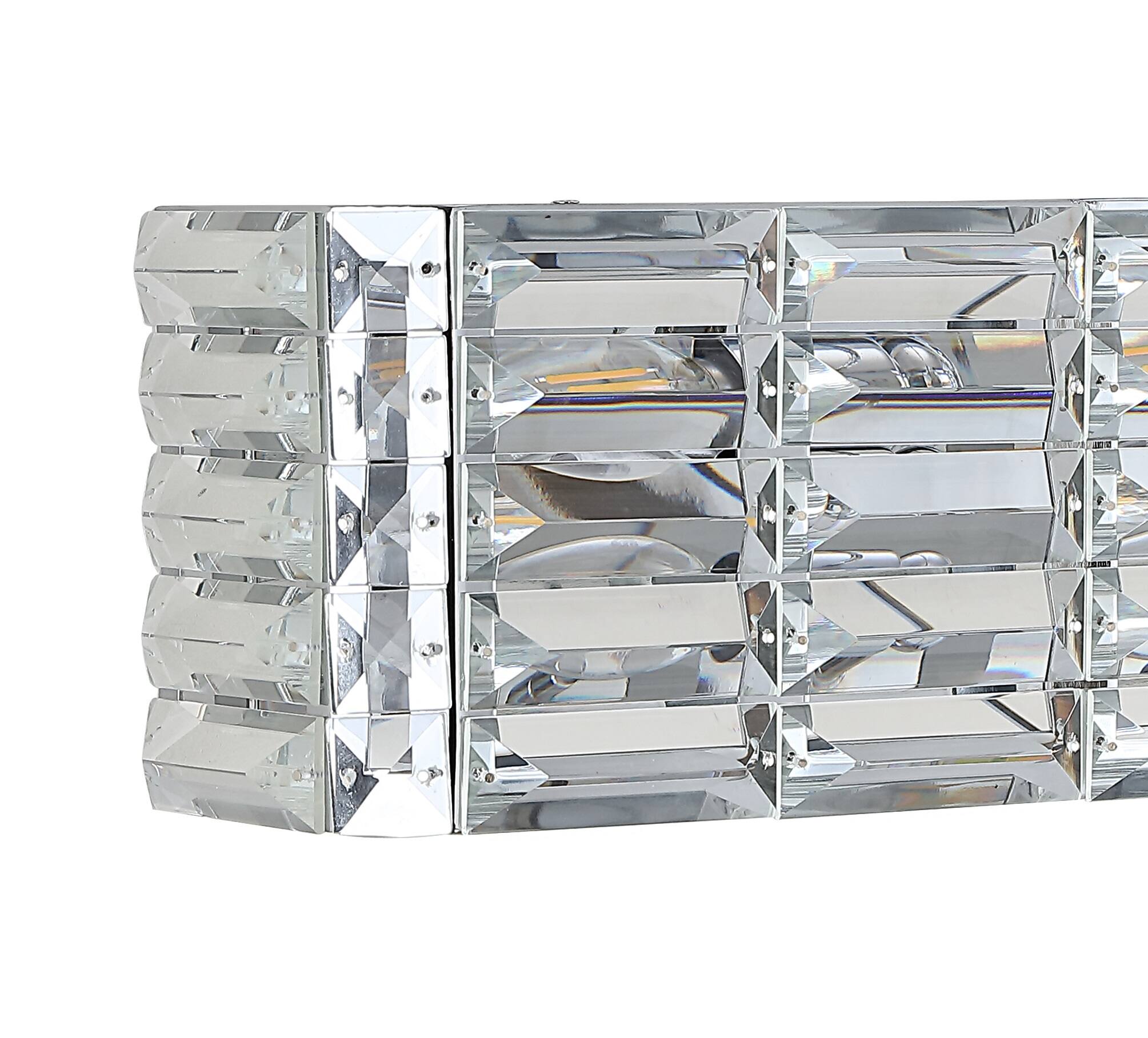 Alt View 4. Jonathan Y - Evelyn Crystal Rectangle 17.5" 2-Light Iron/Crystal Glam Modern LED Vanity Light, Chrome - Chrome.