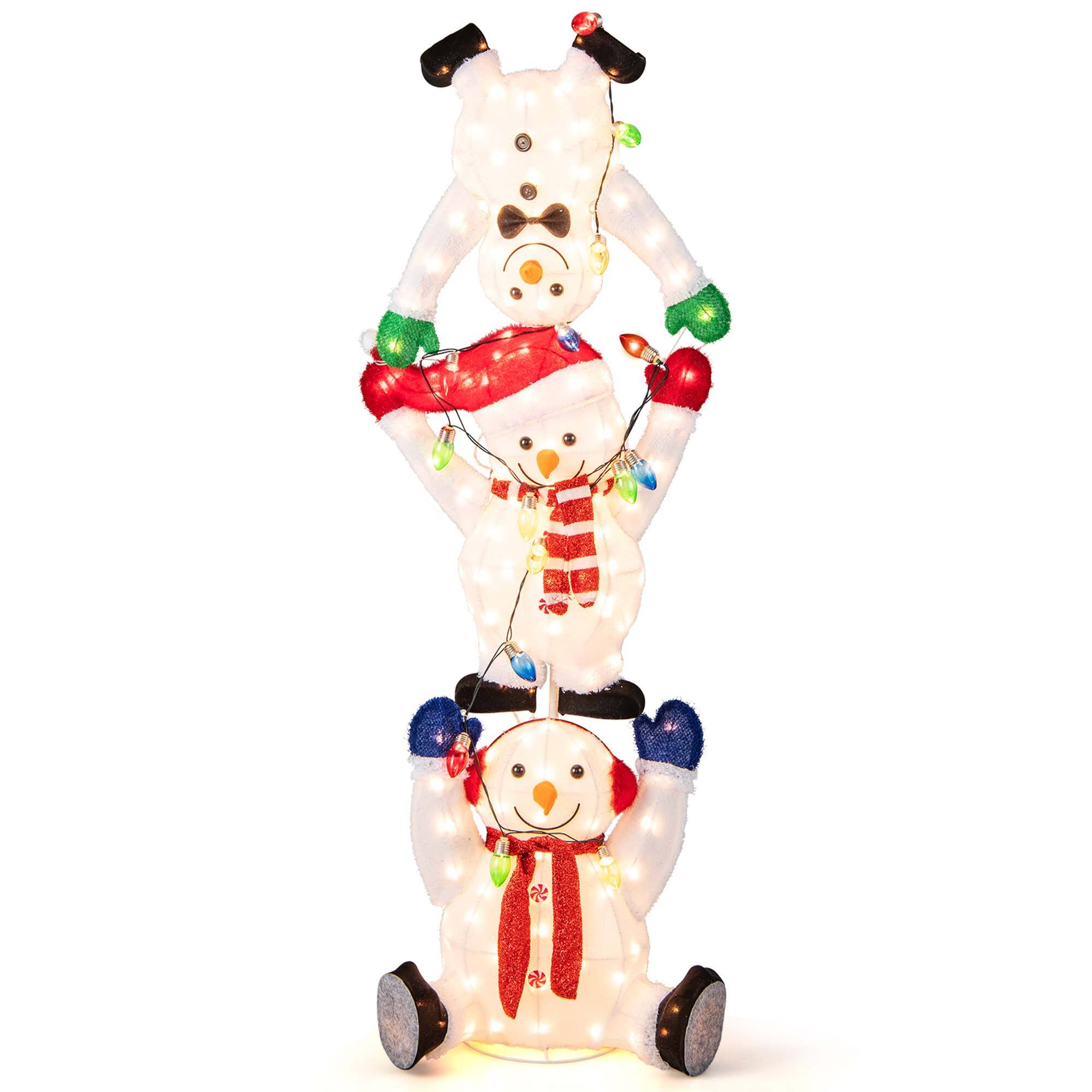 Alt View 19. Costway - 5.6 FT Pre-Lit Stacked Snowmen Christmas Decoration with LED Lights Display - Multicolor.