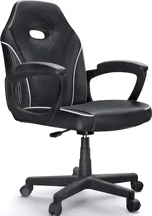 Front. ACGAM - Slim Breathable Fabric Ergonomic Chair, Computer Desk Chair, High Back Swivel Adjustable Office Chair w/ Armrests - Black.