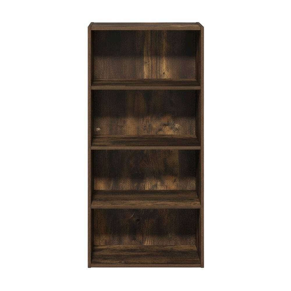Back. FurniFact - Engineered Wood Bookcase with Open Shelving for Stylish Storage - Amber Pine.