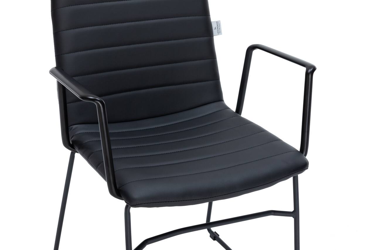 Alt View 6. LeisureMod - Zylar Office ArmChair with PU Leather, Foam Cushion, Stainless Steel Base & Ergonomic Support - Black.