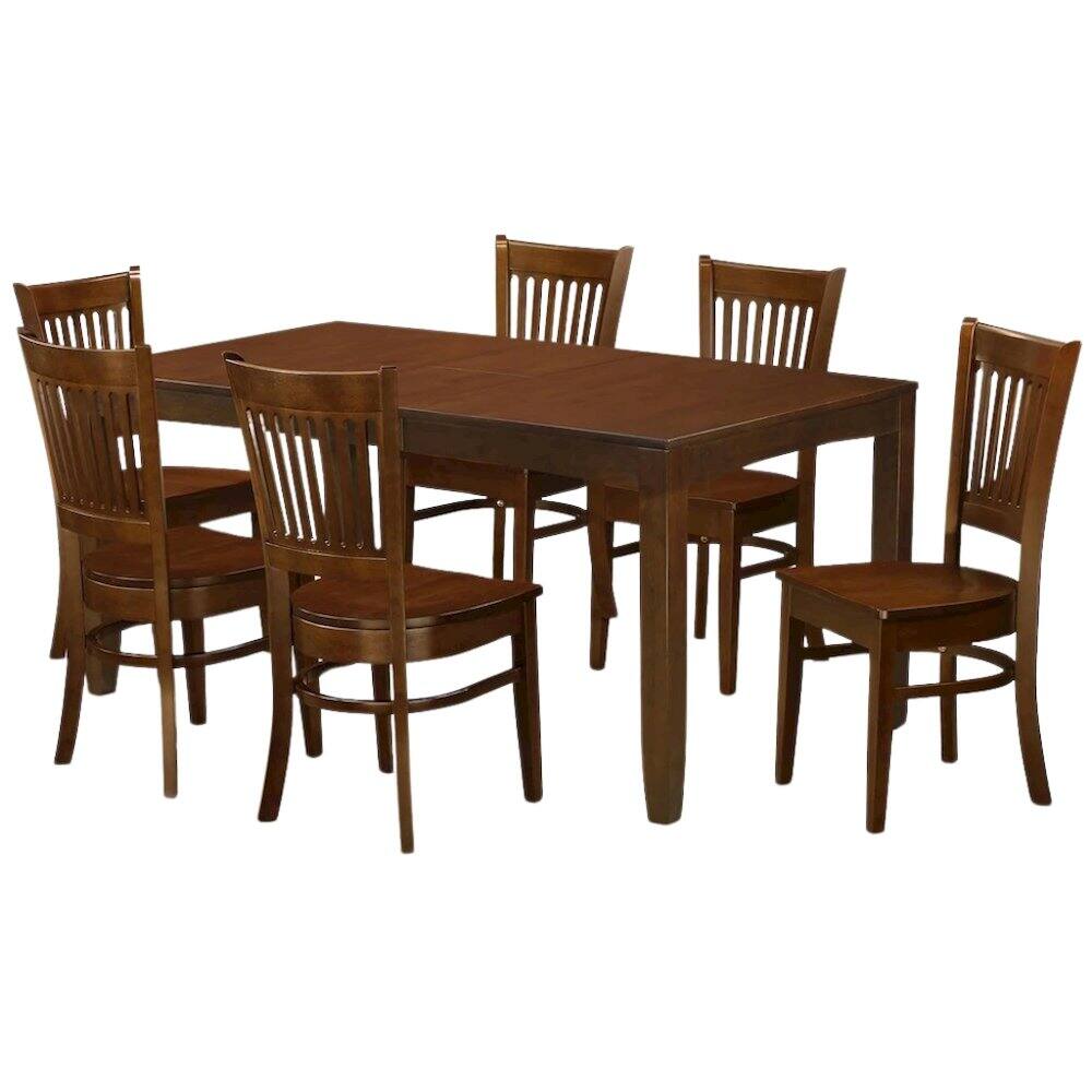 Alt View 4. FurniFact - Espresso Kitchen Table and Chairs Set, 7 Pc Dining Table Set for 6 - Espresso.