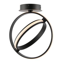 Jonathan Y - Nicole 14.25" 2-Light Modern Minimalist Aluminum Ring Integrated LED Semi Flush Mount - Black