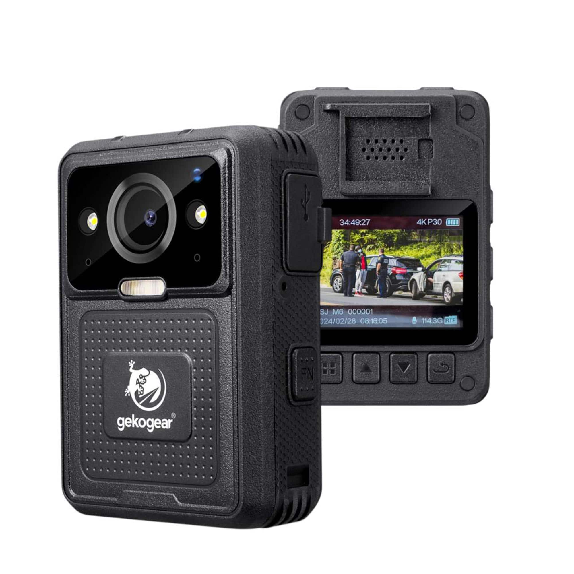 GekoGear - Aegis 400 4K UHD Body Camera with 128GB Built-in Storage, GPS and Wi-Fi - Black