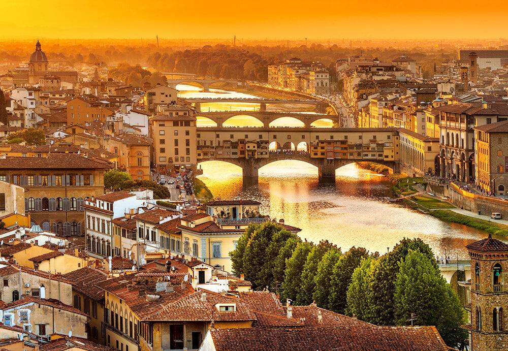 Angle. Castorland - CASTORLAND 1000 Piece Jigsaw Puzzle, Bridges of Florence, Arno, Tuscany, puzzle of Italy, Adult Puzzle, C-104826-2 - Red.