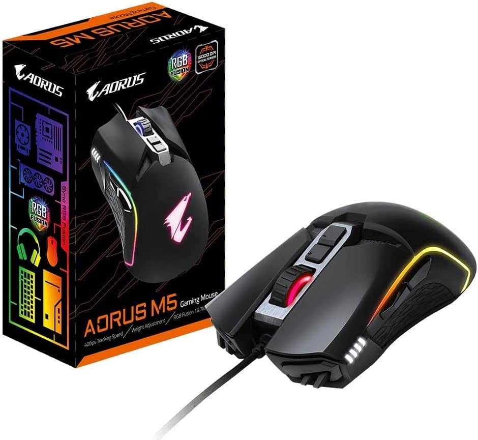 GIGABYTE - AORUS M5 Wired Gaming Mouse - Matte - Wired - Black