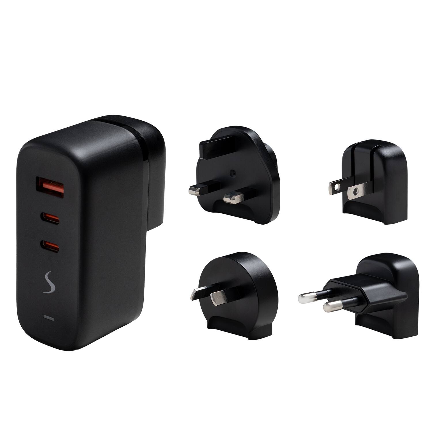 Front. Scapade - AirPower 65-Watt PD Multi-USB Travel Charger with International Plugs - Black.