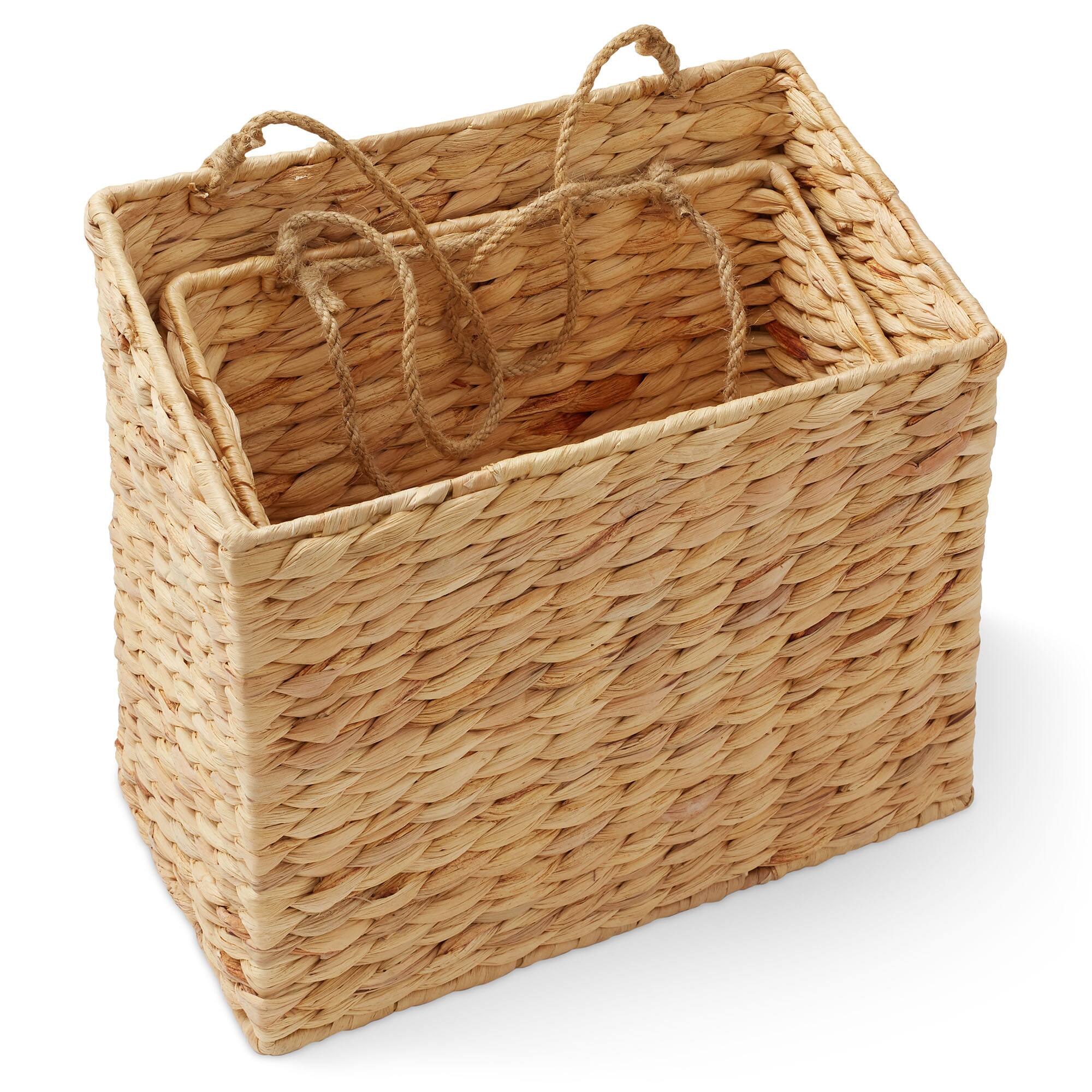 Alt View 5. Casafield - 2-Tier Hanging Baskets Vertical Woven Kitchen Wall Storage Organizer - Natural - Hyacinth.