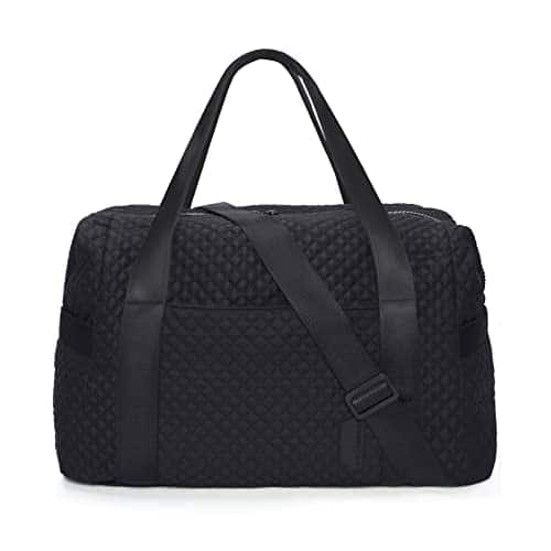 Fabibe - Large Gym Bag with Yoga Mat Buckle Weekender Overnight for Women Travel Duffle Carry On Tote Labor and Delivery - Black
