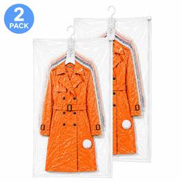 Garnen - 2x Hanging Vacuum Storage Bag 26"x53", Vacuum Seal Bags for Clothing, Vacuum Bags for Winter Coat Jacket Compression Bag - Clear