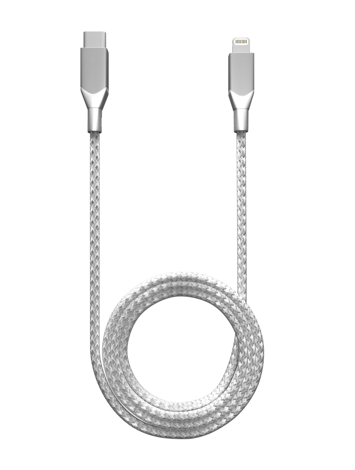 Alt View 1. Ampsentrix - 6 ft Non-MFI USB Type C To Lightning Cable (Infinity) - Silver - Silver.